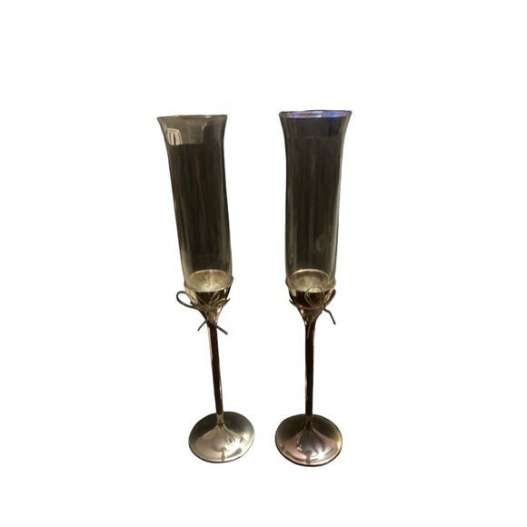 Pre Owned Vera Wang Wedgewood Love Knots Flutes Elevate Your Wedding Toast Set - Picture 3 of 11